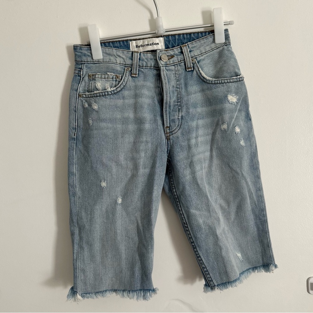 reformation distressed bermuda shorts size 23